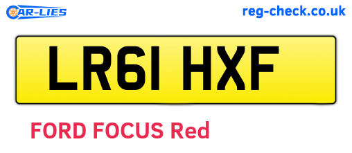 LR61HXF are the vehicle registration plates.