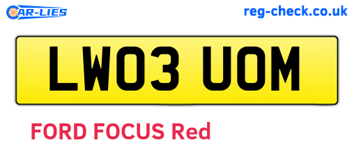 LW03UOM are the vehicle registration plates.