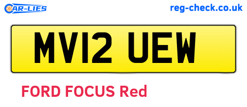 MV12UEW are the vehicle registration plates.