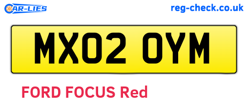 MX02OYM are the vehicle registration plates.