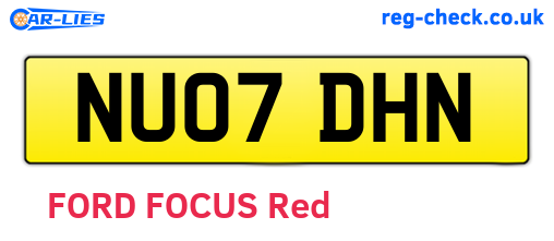 NU07DHN are the vehicle registration plates.