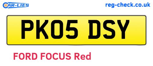 PK05DSY are the vehicle registration plates.