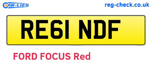 RE61NDF are the vehicle registration plates.