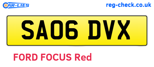 SA06DVX are the vehicle registration plates.
