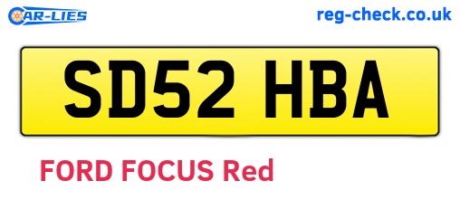 SD52HBA are the vehicle registration plates.