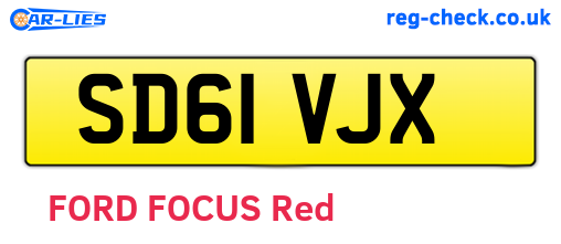SD61VJX are the vehicle registration plates.