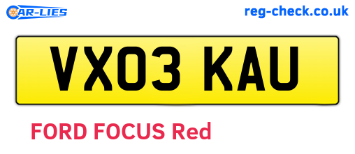 VX03KAU are the vehicle registration plates.