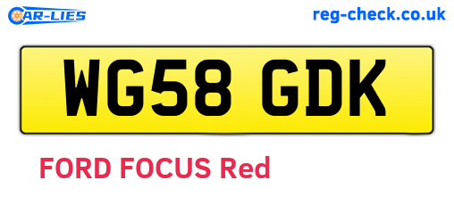 WG58GDK are the vehicle registration plates.