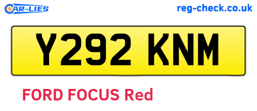 Y292KNM are the vehicle registration plates.