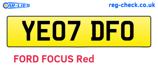 YE07DFO are the vehicle registration plates.