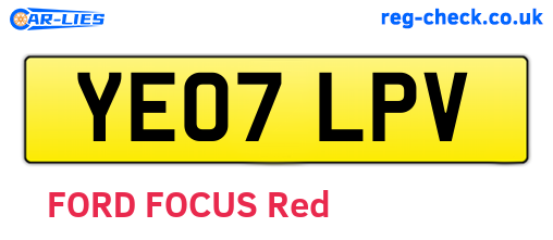 YE07LPV are the vehicle registration plates.