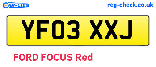 YF03XXJ are the vehicle registration plates.