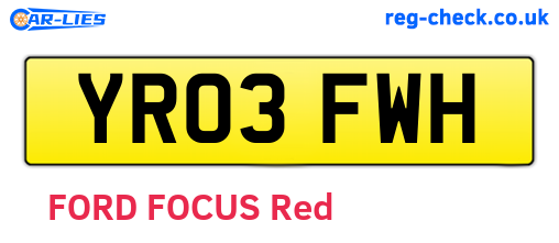 YR03FWH are the vehicle registration plates.