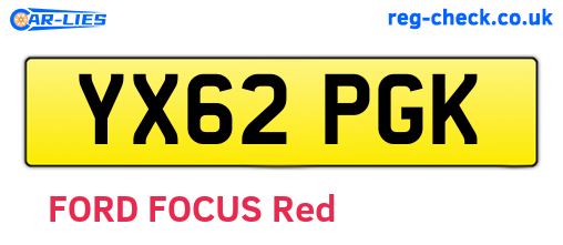 YX62PGK are the vehicle registration plates.