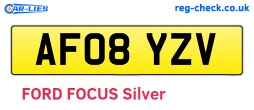 AF08YZV are the vehicle registration plates.