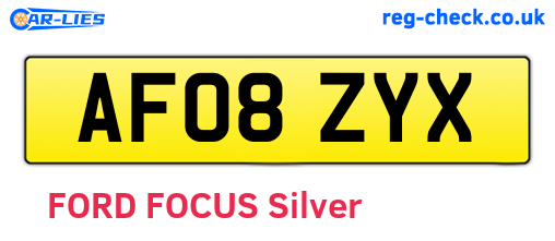 AF08ZYX are the vehicle registration plates.