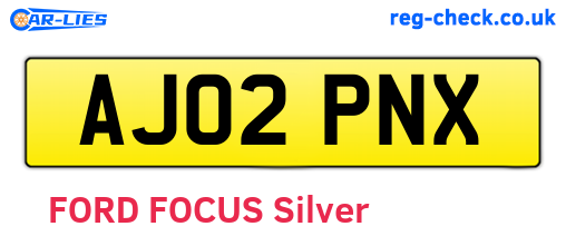 AJ02PNX are the vehicle registration plates.