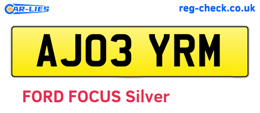 AJ03YRM are the vehicle registration plates.