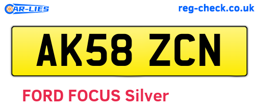 AK58ZCN are the vehicle registration plates.