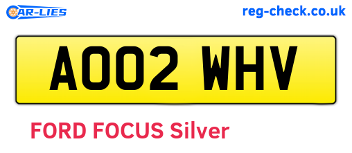 AO02WHV are the vehicle registration plates.