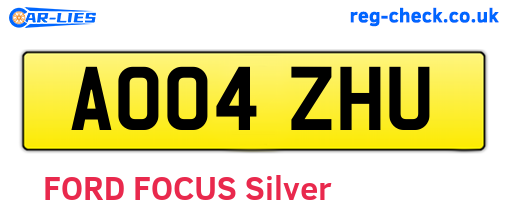 AO04ZHU are the vehicle registration plates.