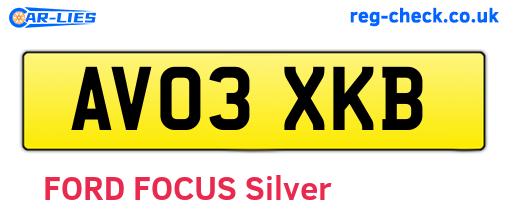 AV03XKB are the vehicle registration plates.
