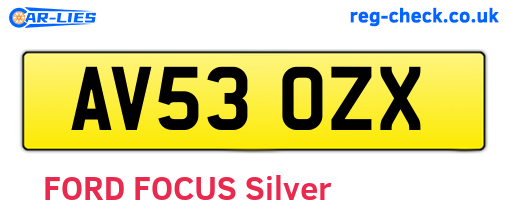 AV53OZX are the vehicle registration plates.