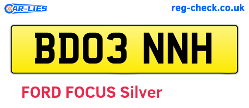 BD03NNH are the vehicle registration plates.
