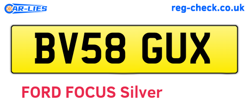 BV58GUX are the vehicle registration plates.