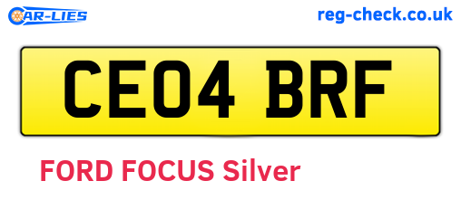 CE04BRF are the vehicle registration plates.