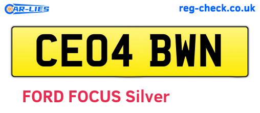 CE04BWN are the vehicle registration plates.