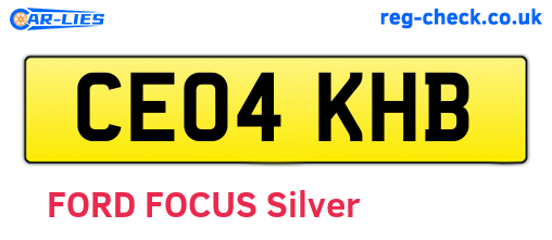 CE04KHB are the vehicle registration plates.
