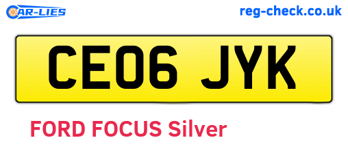 CE06JYK are the vehicle registration plates.