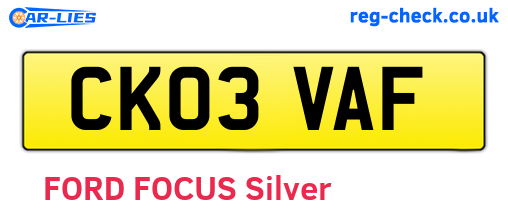 CK03VAF are the vehicle registration plates.