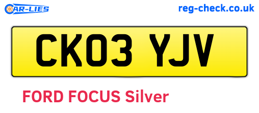 CK03YJV are the vehicle registration plates.