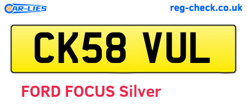 CK58VUL are the vehicle registration plates.