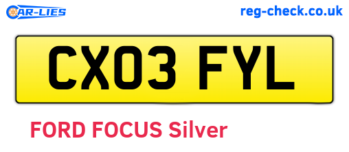 CX03FYL are the vehicle registration plates.