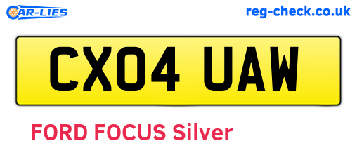 CX04UAW are the vehicle registration plates.