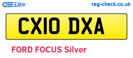 CX10DXA are the vehicle registration plates.