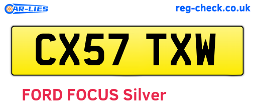 CX57TXW are the vehicle registration plates.