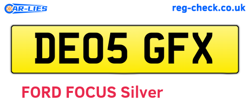 DE05GFX are the vehicle registration plates.