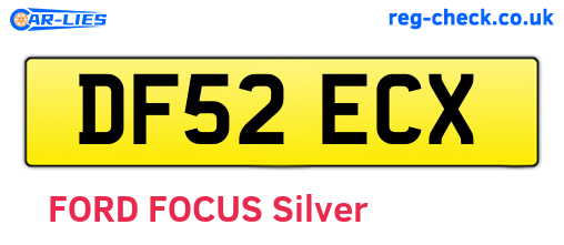 DF52ECX are the vehicle registration plates.