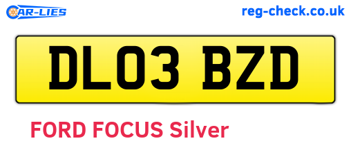 DL03BZD are the vehicle registration plates.