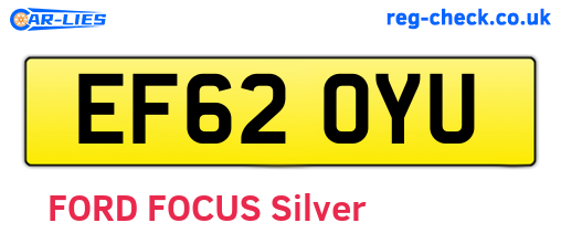 EF62OYU are the vehicle registration plates.