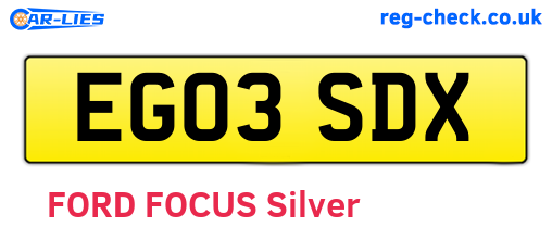 EG03SDX are the vehicle registration plates.