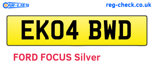 EK04BWD are the vehicle registration plates.
