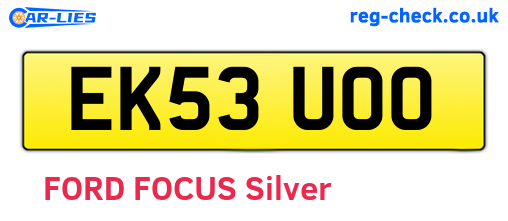 EK53UOO are the vehicle registration plates.