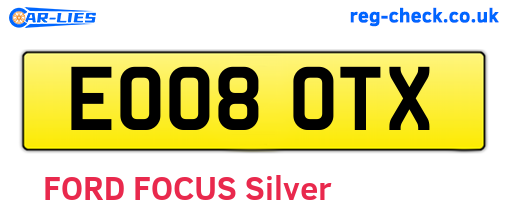 EO08OTX are the vehicle registration plates.