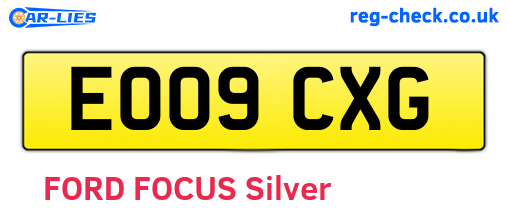 EO09CXG are the vehicle registration plates.