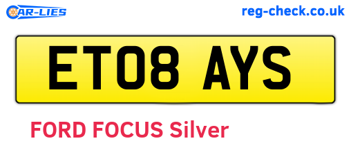ET08AYS are the vehicle registration plates.